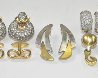 Vintage Sterling Earrings And Cufflink Group