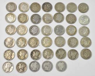 40 Barber Mercury Roosevelt Dimes