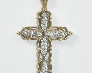 10k Gold, Diamond Cross Necklace