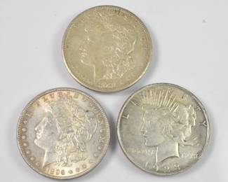Three U S Morgan Silver Dollars