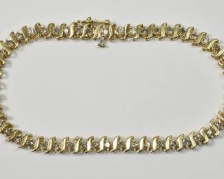 10k Gold And Diamond Tennis Bracelet