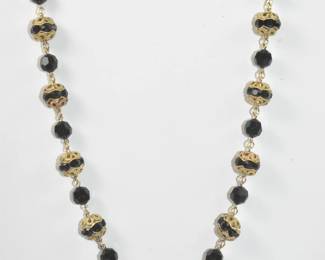 Vintage 14k And Jet Necklace