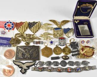 Patriotic and Military Jewelry and Pin Lot, some Sterling