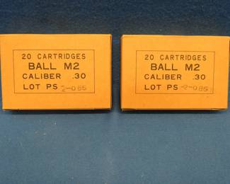 Lot 356. Two boxes of 20 each Ball M2 30 caliber rounds
