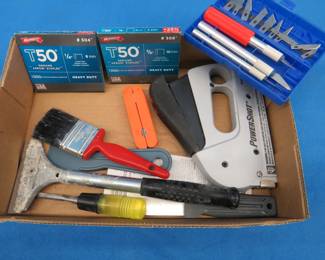 Lot 151. Staple gun and staples, razor knife set, and more