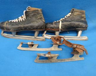 Lot 201. Vintage CCM Special hockey skates and a pair of strap-on skates