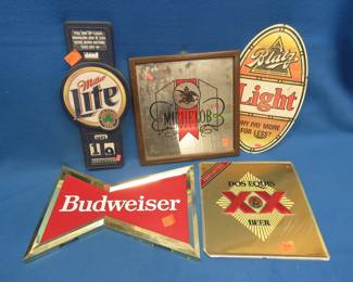 Lot 244. Blatz, Michelob, Budweiser, Dos Equis, and Miller Lite Beer Signs