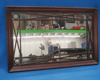 Lot 26. 30" x 19" mirror in a decorative wooden frame