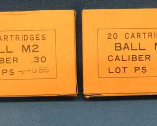 Lot 18. Two boxes of 20 each Ball M2 30 caliber rounds