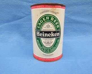 Lot 117. Empty 3-pint Heineken steel can