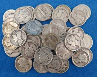 Lot 99. 50 silver Mercury dimes