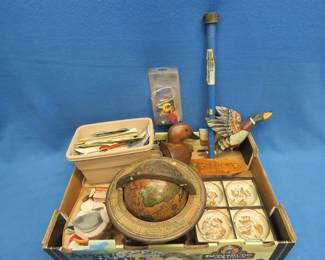 Lot 178. Duck Ashtrays, Globe, Wooden Ducks, and More