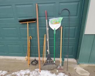 Lot 373. Brooms, Hand Saw, CB Antenna, Ice Chipper, and More