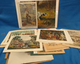 Lot 370. Collectible ephemera including many prints, Wizard of Oz paper from 1939, 1886 Puck magazine, and mu