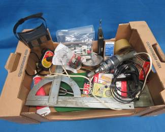 Lot 183. Vintage Drill, JB Weld, Multi-Tester, Speaker Crossover, and More