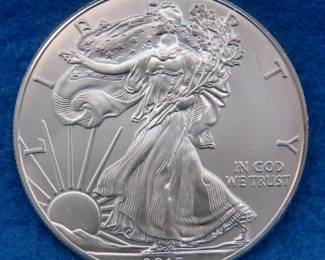 Lot 221. 2013 American Silver Eagle.&nbsp; One troy ounce of 99.9% pure silver.