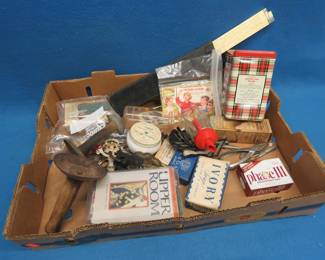 Lot 245. Slide Rule, Vintage Collectible Glass, Tins, and More