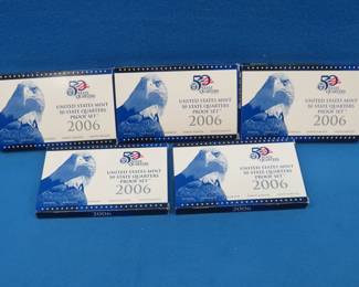 Lot 109. Five 2006 US Mint state quarter proof&nbsp; sets