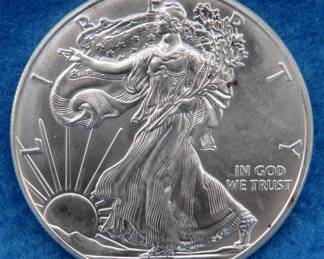 Lot 219. 2011 American Silver Eagle.&nbsp; One troy ounce of 99.9% pure silver.