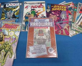 Lot 413. Comic Books: Pied Piper Ex-Mutants, Valiant Magnus Robot Fighter, DC Superman, Marvel Silver Surfer,