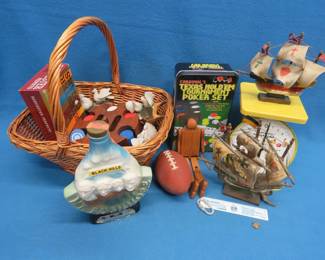 Lot 180. Poker Sets, Dove Sculptures, Scale, Wooden Ships, and More