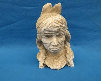 Lot 276. Native American concrete bust.&nbsp; Slight ear damage.