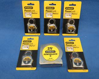 Lot 204. Six Stanley tape measures