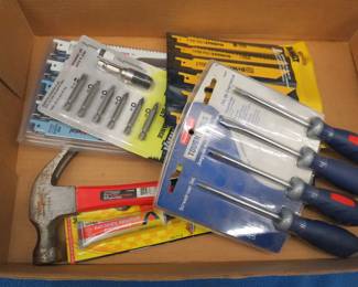 Lot 188. Reciprocating saw blades from DeWalt and Bosch, hand tools, and more