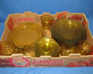 Lot 416. Large group of amber colored Depression glass