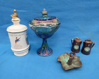 Lot 228. Carnival glass bowl, Ducks Unlimited piece, and more