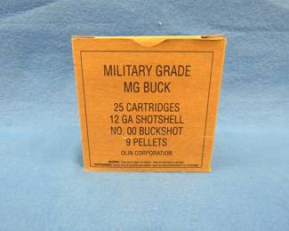 Lot 217. Military grade 12 gauge 2 1/2" 00 buckshot.&nbsp; Full box of 25 rounds.
