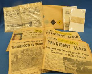 Lot 86. Historical newspapers including a reprint of the Titanic disaster and a Honeywell game