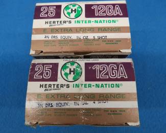 Lot 56. Two full boxes of  Herter's Inter-Nation 2 3/4" 12 gauge shells