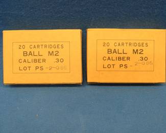 Lot 359. Two boxes of 20 each Ball M2 30 caliber rounds