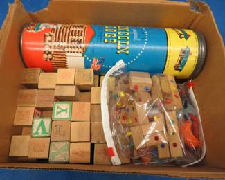 Lot 170. Lincoln Logs, wood blocks, and more