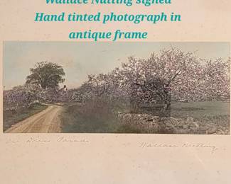 Beautiful old Wallace Nutting signed, hand tinted photograph in antique frame