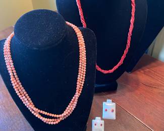 Coral Necklaces and Earrings