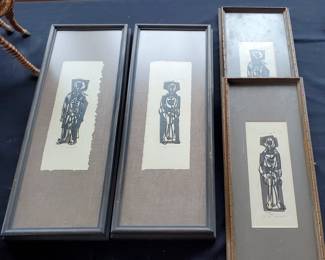 "M & W" Set  Lino Block by Sam Russo (two pairs)