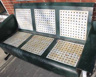 Vintage Garden Patio Metal Checkerboard Hatch Back Bench