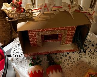 Lighted fireplace Santa land box 