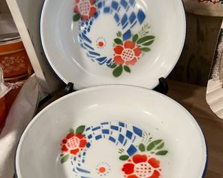 3 enamelware bowls 