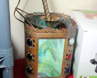 Slag Glass Hanging Lamp