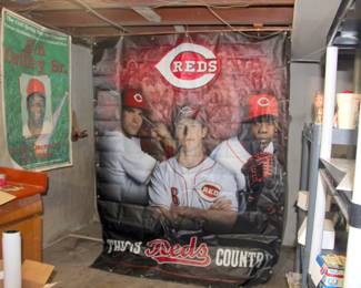 Huge Reds Country Banner, Ken Griffey Sr. Signed Banner