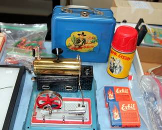 Hopalong Cassidy Lunch Box & Thermos, Fleischmann's Steam Engine Toy