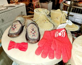 Baby shoes, gloves, bow tie