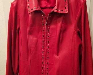 Nvcard Collection Red Leather Jacket, Size 18/20 