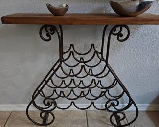 Wine Stand, Large & Small Nambe Bowl on shelf