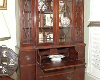 MAHOGANY SECRETARY/CHINA CABINET