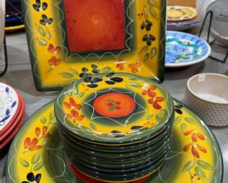 Colorful ceramic kitchen serving pieces
