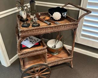 Antique Wicker Tea Cart (circa 1890's)